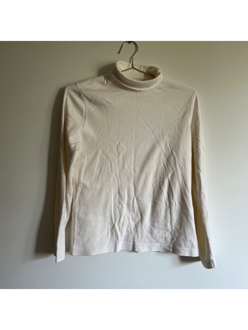 Croft & Barrow Women's Cream Cotton Long Sleeve Turtleneck, Size Small